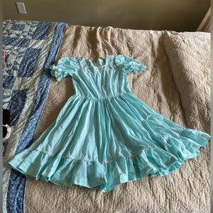 Adorable VTG Teal Gingham Prairie Dress